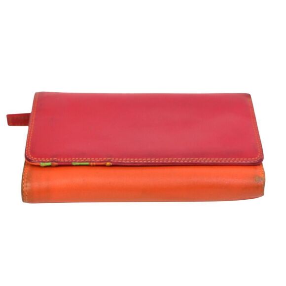 mywalit RED ORANGE GENUINE LEATHER ID CARD COIN HOLDER BILL BIFOLD WALLET PURSE - Picture 4 of 10